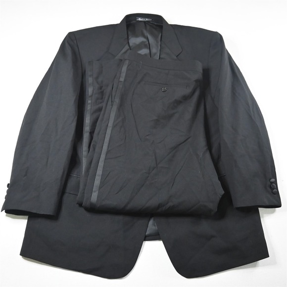 Cricketeer 52L 44x32 Black‎ 100% Wool Mens Jacket Pants Tuxedo